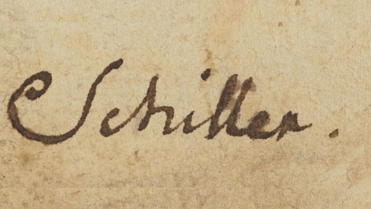 Besitzvermerk auf dem Titelblatt von Schillers Hand mit brauner Tinte: "Schiller"